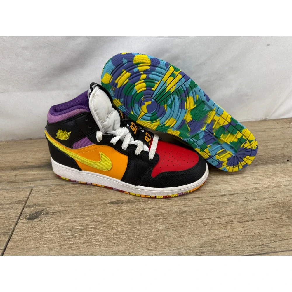 Nike Air Jordan 1 Mid Six Rings Multi-Color Mismatched FD1317-007 Mens 6.5Y